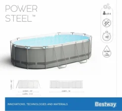 Bestway Power Steel Oval Zwembad - 488 X 305 X 107 Cm - Met Filterpomp En Accessoires -KOKIDO Winkel 900 989 56448 01 power steel