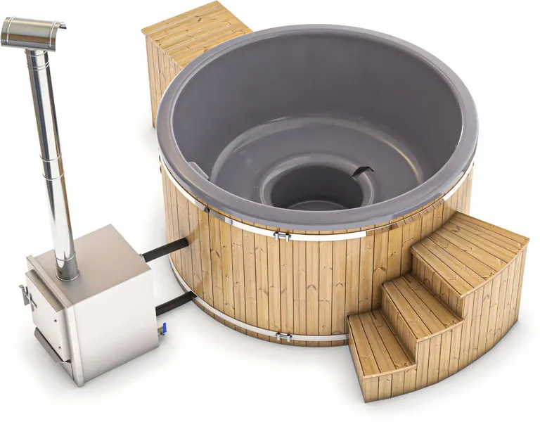 Houtgestookte Hottub Met Filteraansluiting - 4-6 Personen - Grijs 1 Houtgestookte Hottub Met Filteraansluiting - 4-6 Personen - Grijs