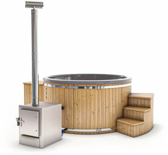 Houtgestookte Hottub Met Filteraansluiting - 4-6 Personen - Grijs 2 Houtgestookte Hottub Met Filteraansluiting - 4-6 Personen - Grijs - Afbeelding 2