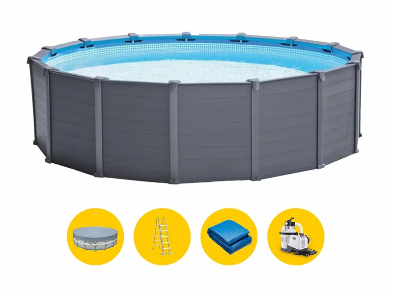 Intex Graphite Panel Pool - 478 X 124 Cm - Met Zandfilterpomp En Accessoires