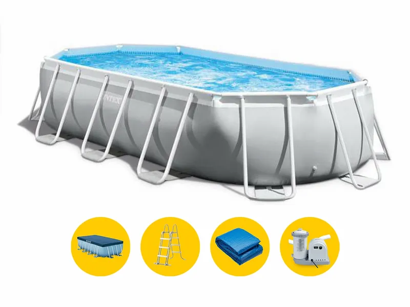Intex Oval Prism Frame Pool - 610 X 305 X 122 Cm - Met Filterpomp En Accessoires 1 Intex Oval Prism Frame Pool - 610 X 305 X 122 Cm - Met Filterpomp En Accessoires