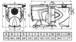 DAB E-Swim 300 M Variabele Zwembadpomp -KOKIDO Winkel technische gegevens 2